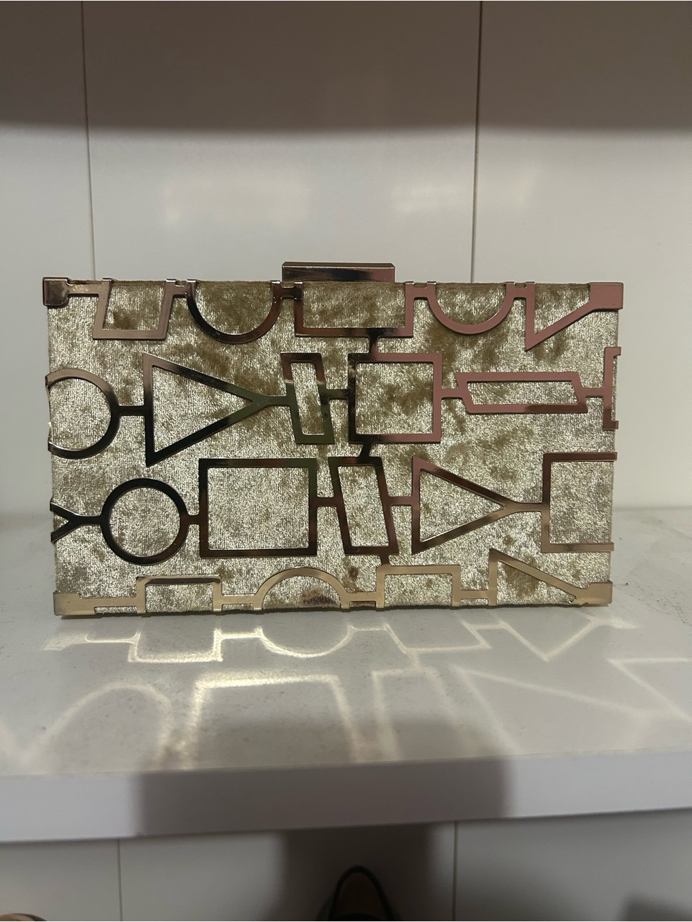 Gold Hard Shell Clutch Purse